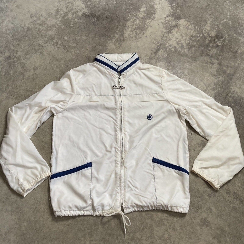 Weather Tamer Jacket Mens Size Large Windbreaker‎ White Style A9305 Vtg Lined